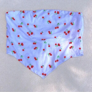 Cherry Girl Summer Soft Cherry Print Bandana Tube Top w/ Built-In Shelf Bra / M